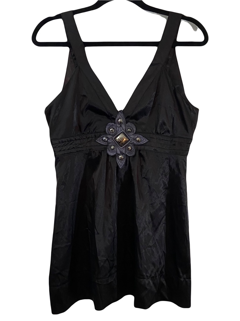 Black Embellished V-Neck Women’s Tank Top